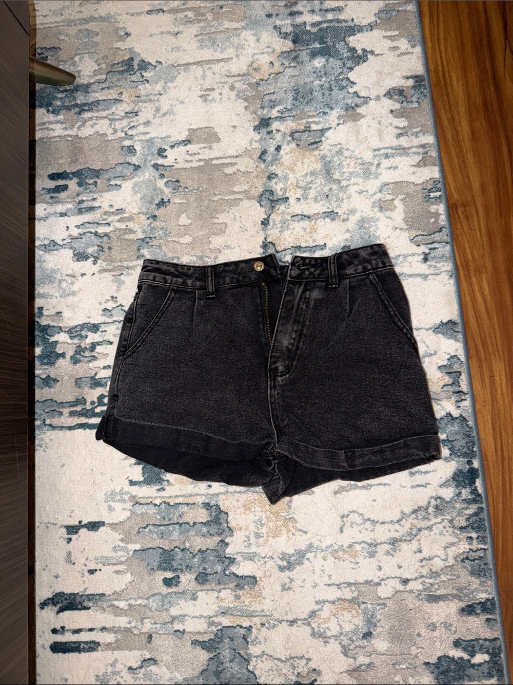 SHEIN Washed Black High-Rise Denim Shorts